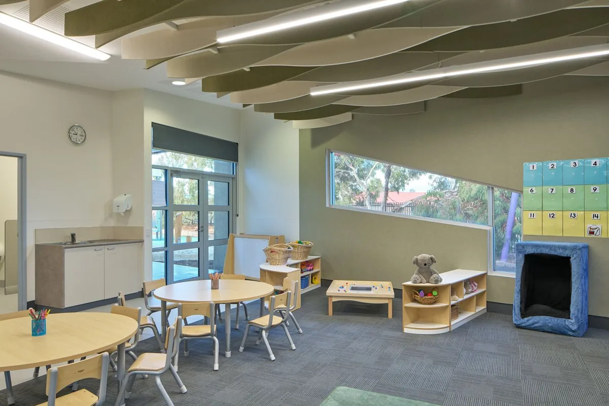 Refurbished classroom at Gagebrook Primary School with new joinery and lighting
