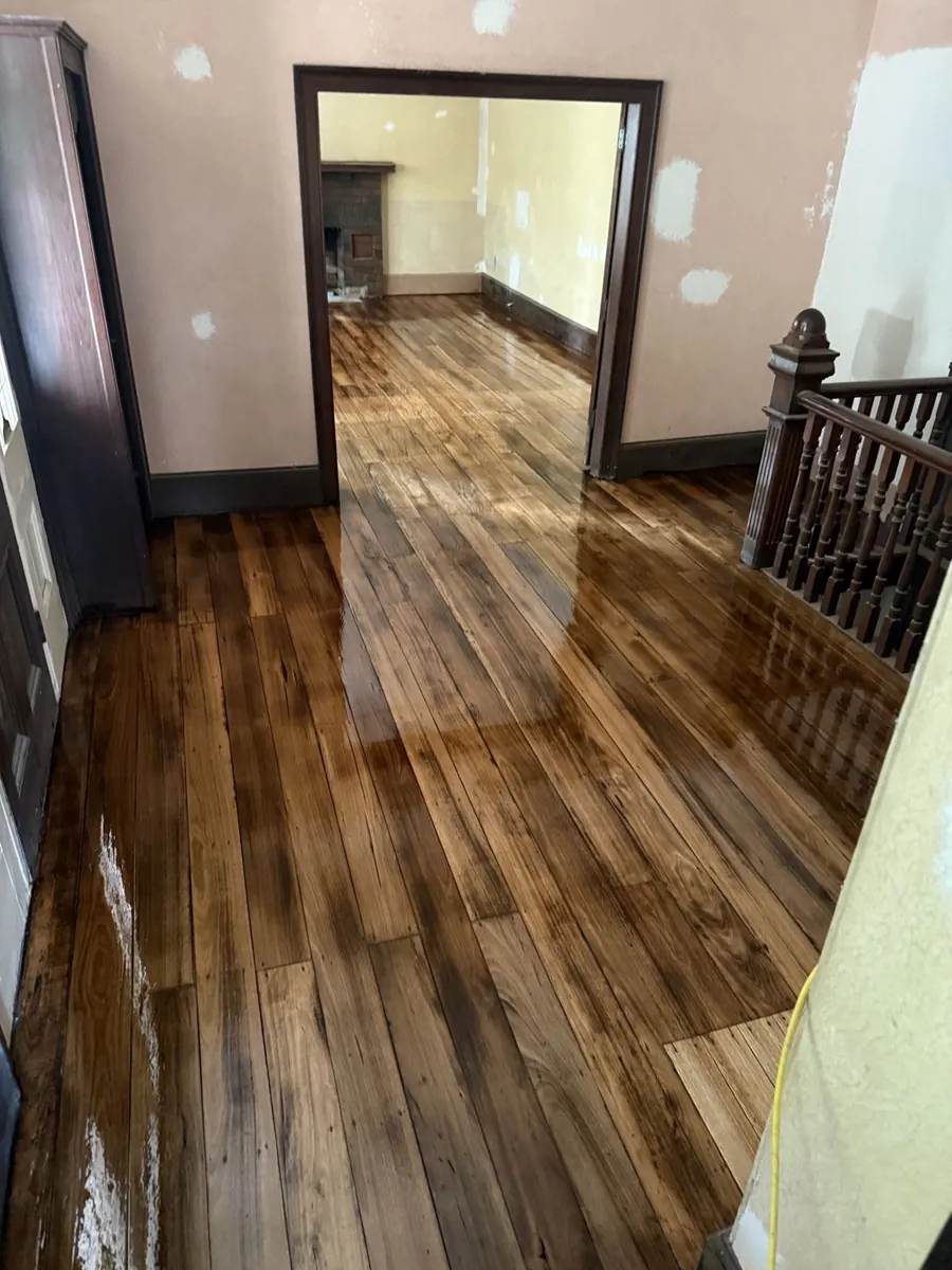 Polished timber hallway floor in a renovated heritage home in Hobart