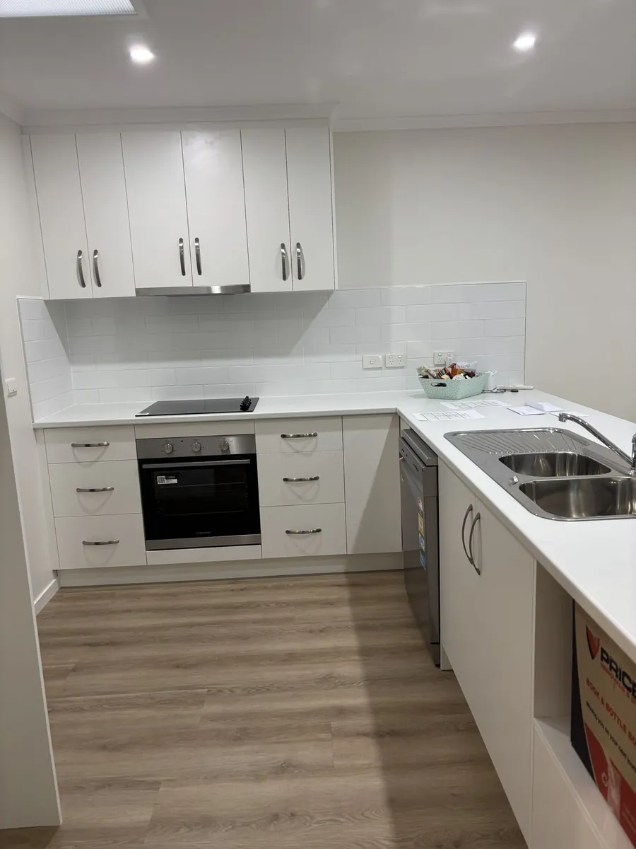 New white kitchen in a refurbished Respect aged care unit